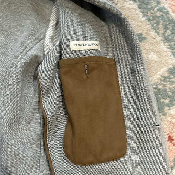 Massimo Dutti Light Grey Blazer with Elbow Patch Detail extra fine cotton - Picture 3 of 8